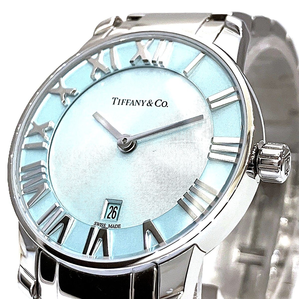 Tiffany & Co Atlas Date Watch Gross SS Cobalt Blue Dial — view 4