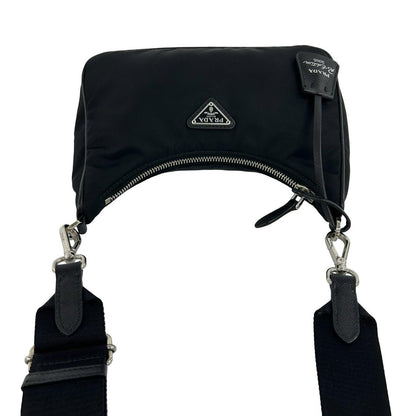 Prada Re Edition Triangle Logo Nylon Saffiano Leather 2-Way Chain Shoulder — view 4