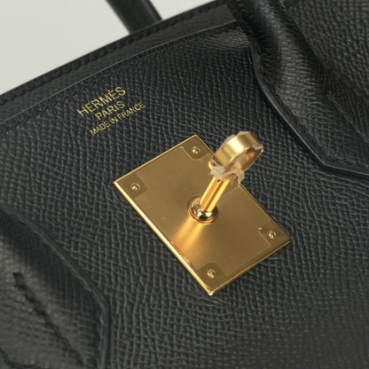 Hermes Birkin 30 Tote Epsom Noir Black Gold Handbag Veau — view 8