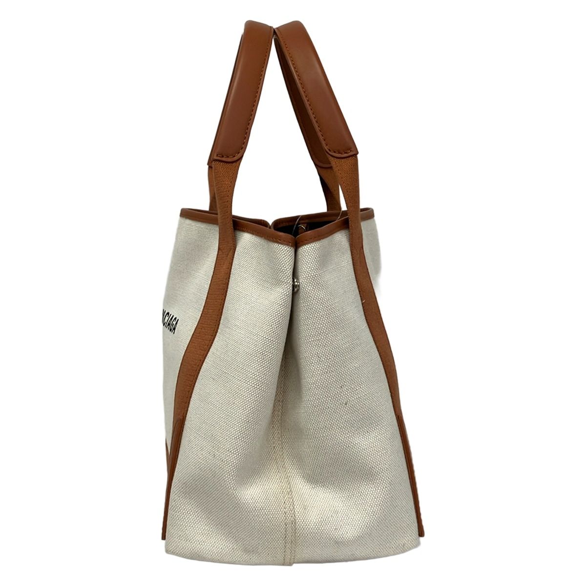 Balenciaga Tote Navy Cabas S White Brown Leather — view 4