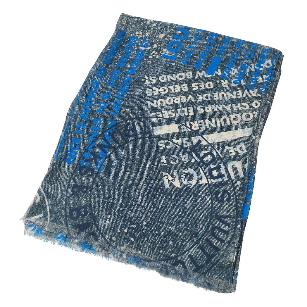 Louis Vuitton Scarf Cotton Hemp Etor Deni Blue Logo