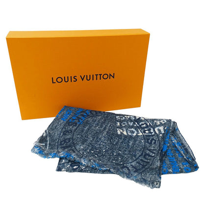 Louis Vuitton Scarf Cotton Hemp Etor Deni Blue Logo — view 4