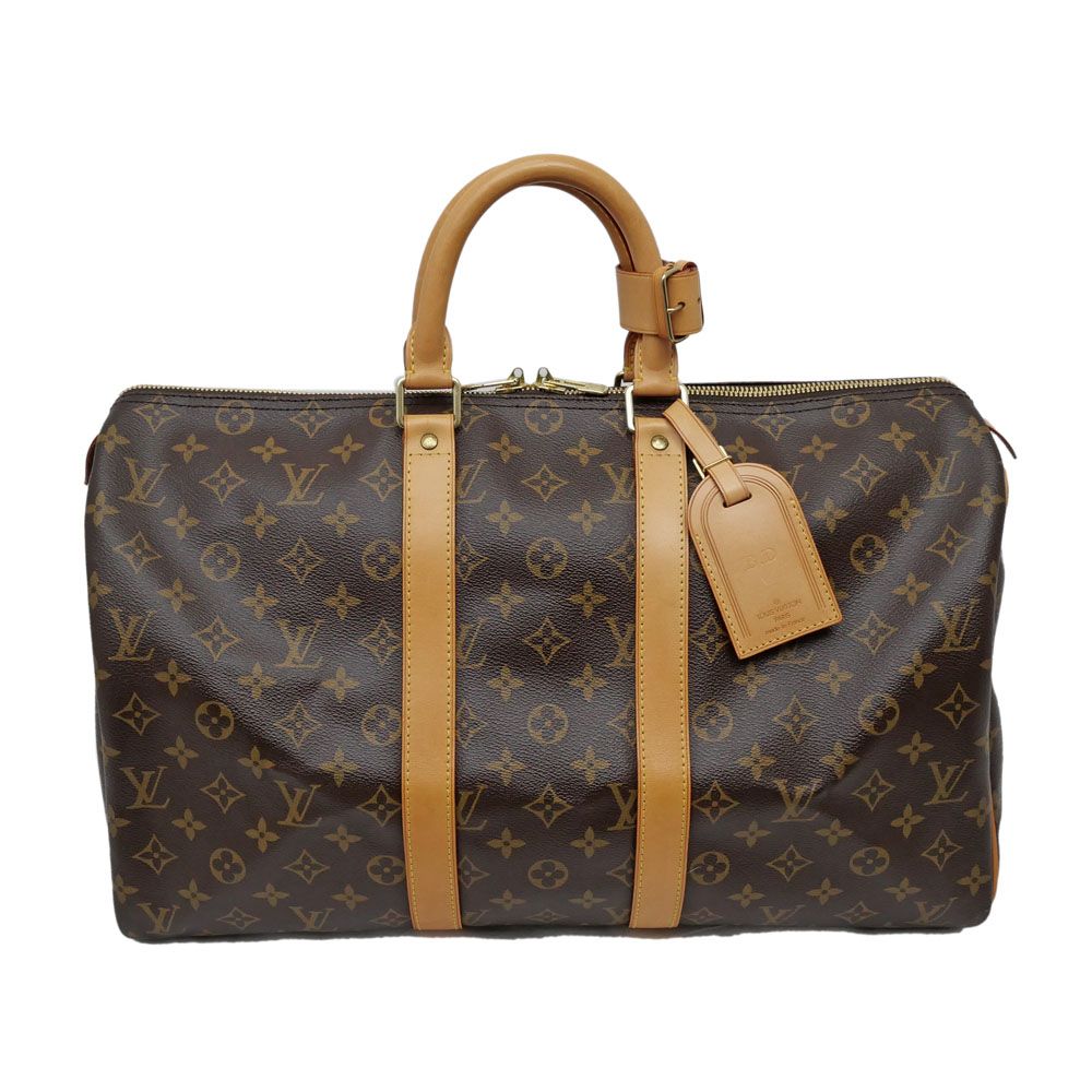Louis Vuitton Keepall 45 Monogram Boston Bag Initial BD Brown