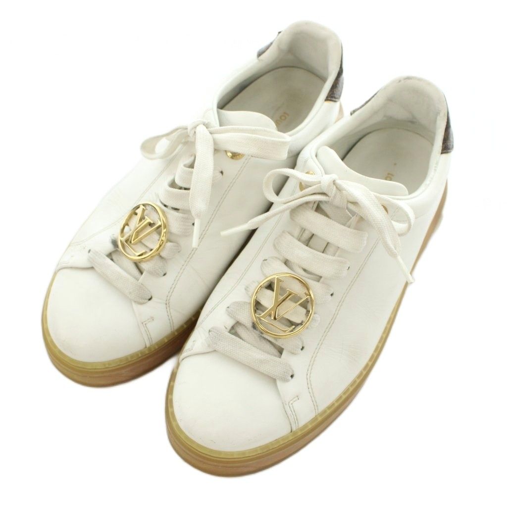 Louis Vuitton Timeout Line Sneakers LV Gold Leather White 38 — view 2