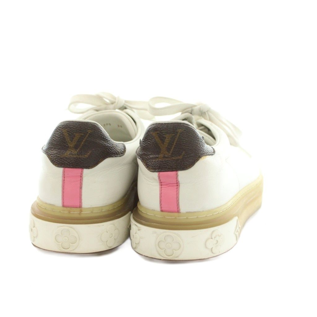 Louis Vuitton Timeout Line Sneakers LV Gold Leather White 38 — view 5