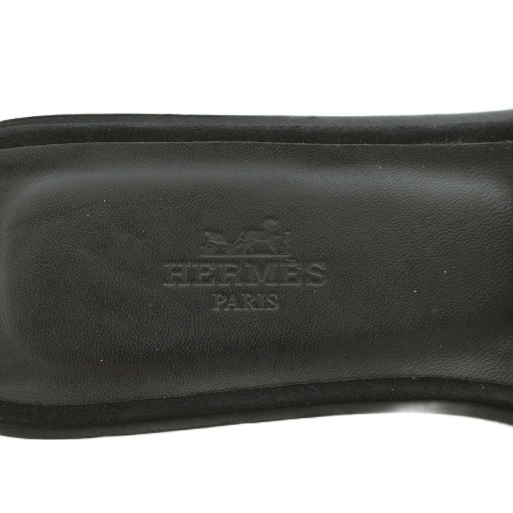 Hermes Oran Sandals Leather Velvet Black 37 — view 7