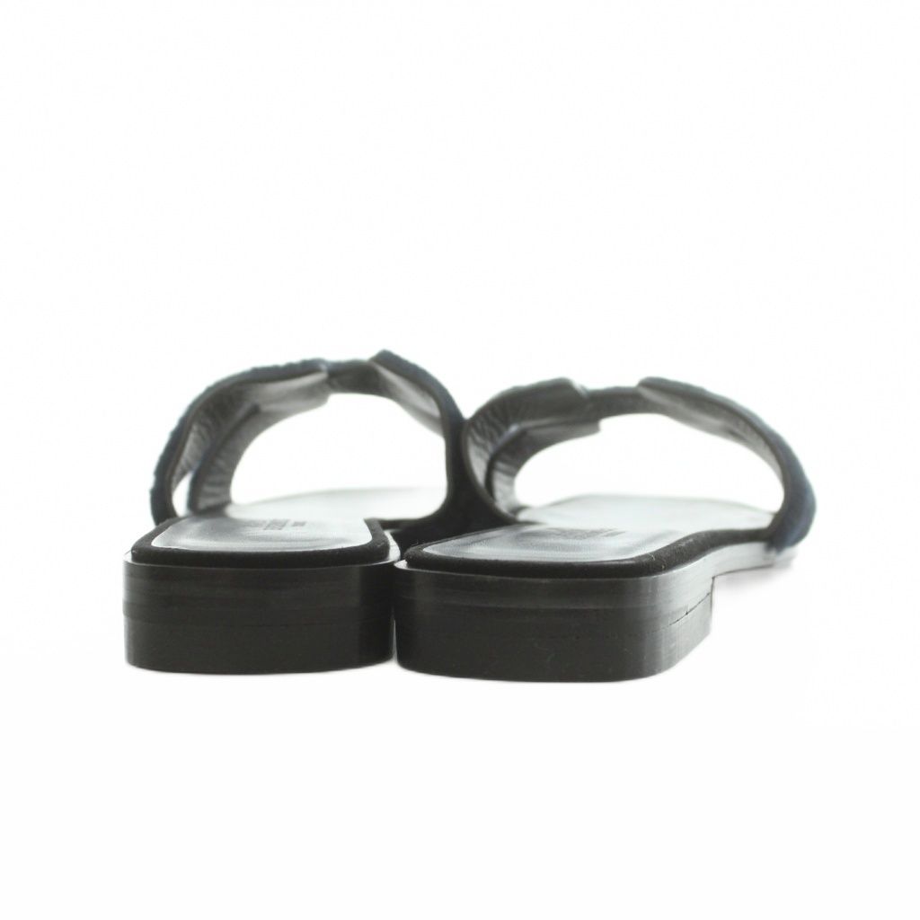 Hermes Oran Sandals Leather Velvet Black 37 — view 5