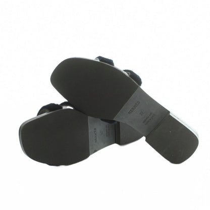 Hermes Oran Sandals Leather Velvet Black 37 — view 6