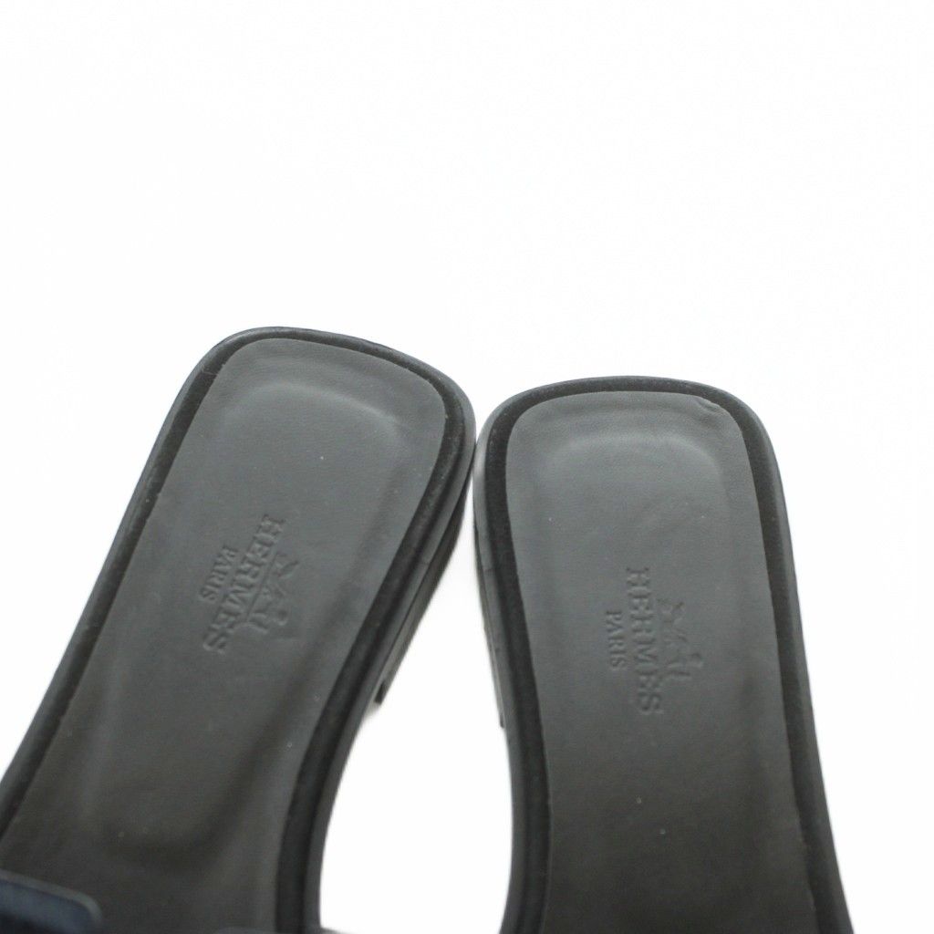 Hermes Oran Sandals Leather Velvet Black 37 — view 4