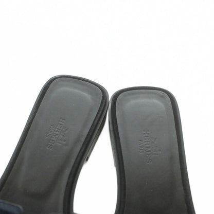 Hermes Oran Sandals Leather Velvet Black 37 — view 4