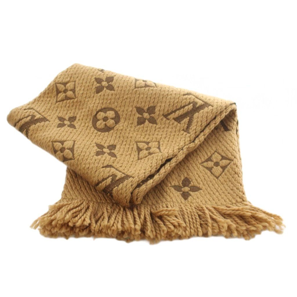 Louis Vuitton Echarpe Giant Monogram Jungle Scarf Fringe Wool Silk Blend Brown — view 3