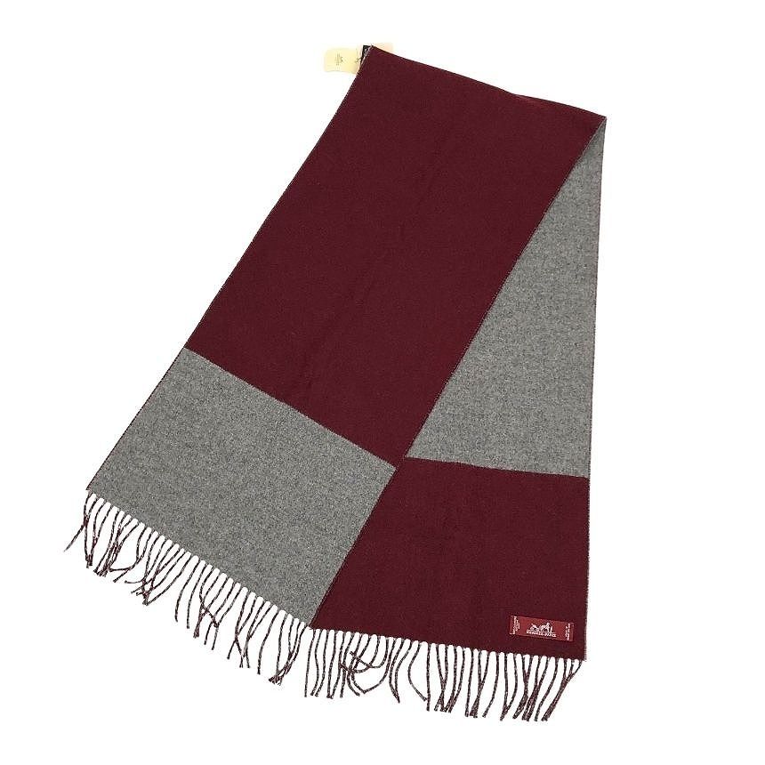 Hermes Cashmere Scarf Bicolor 10 Echarpe Casaque Shawl Bordeaux Gray New