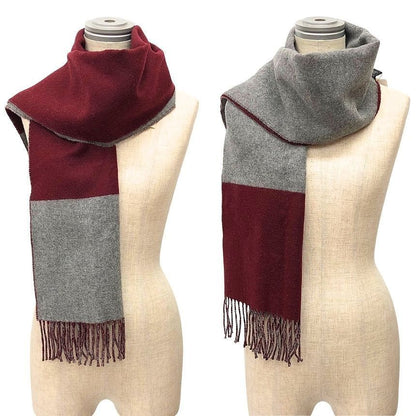 Hermes Cashmere Scarf Bicolor 10 Echarpe Casaque Shawl Bordeaux Gray New — view 2