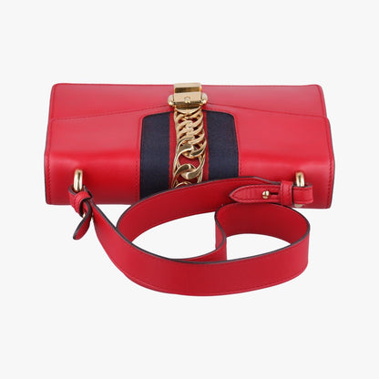 Gucci Sylvie Red Navy Leather Shoulder — view 8