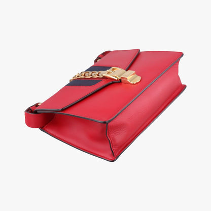 Gucci Sylvie Red Navy Leather Shoulder — view 5