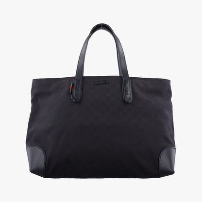 Gucci GG Canvas Web Sherry Line Tote Black Leather