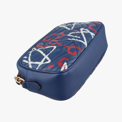 Gucci GG Marmont Navy Multicolor Leather Shoulder — view 7