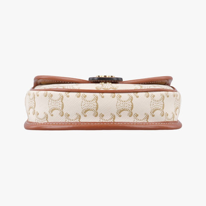 Celine Mini Besace Triomphe White Brown Canvas Shoulder — view 3