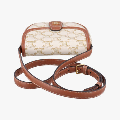 Celine Mini Besace Triomphe White Brown Canvas Shoulder — view 8