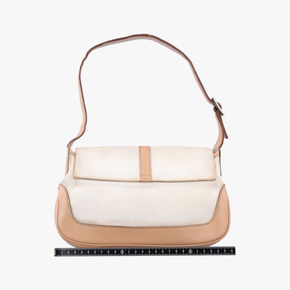 Gucci Jackie White Brown Canvas Leather 001 38 Shoulder — view 2
