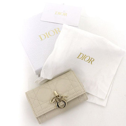 Dior My Aster Key Case Keyring Cannage Lambskin Beige Key Holder — view 2