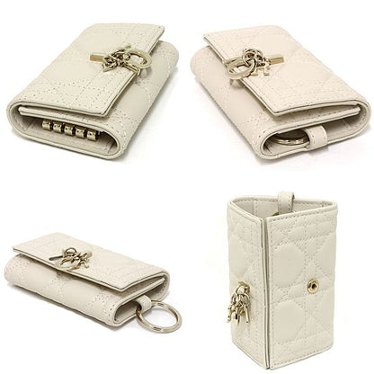 Dior My Aster Key Case Keyring Cannage Lambskin Beige Key Holder — view 6