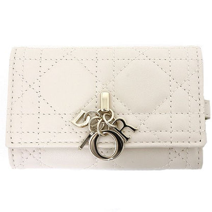 Dior My Aster Key Case Keyring Cannage Lambskin Beige Key Holder