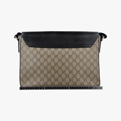 Gucci GG Plus Supreme Beige Black Canvas Leather Shoulder — view 2