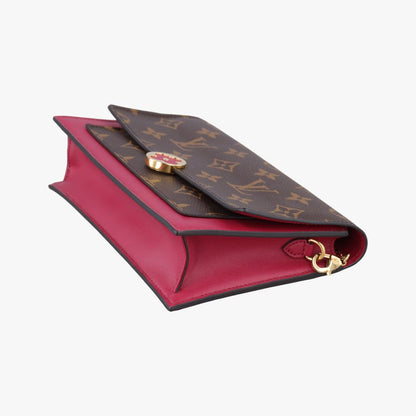 Louis Vuitton Flor Chain Monogram Brown Fuchsia Portefeuille Calf Leather — view 4