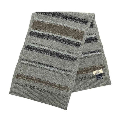 Hermes Knit Scarf Fade Stripe Wool Cashmere Gray Sweater
