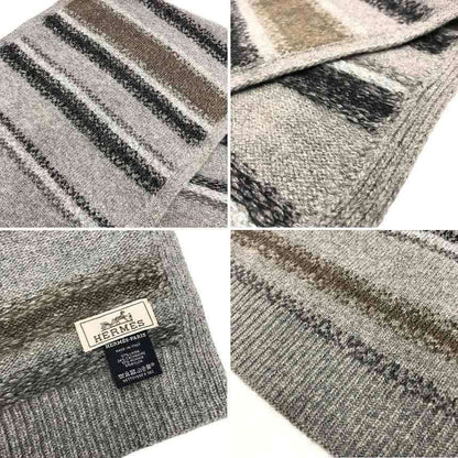 Hermes Knit Scarf Fade Stripe Wool Cashmere Gray Sweater — view 3