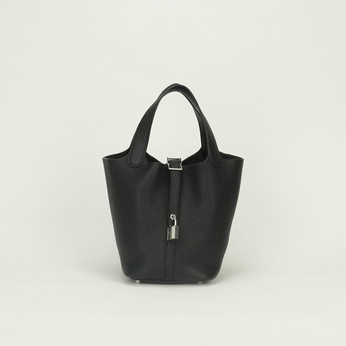 Hermes Picotin Lock PM 18 Tote Taurillon Clemence Noir Black Silver Handbag