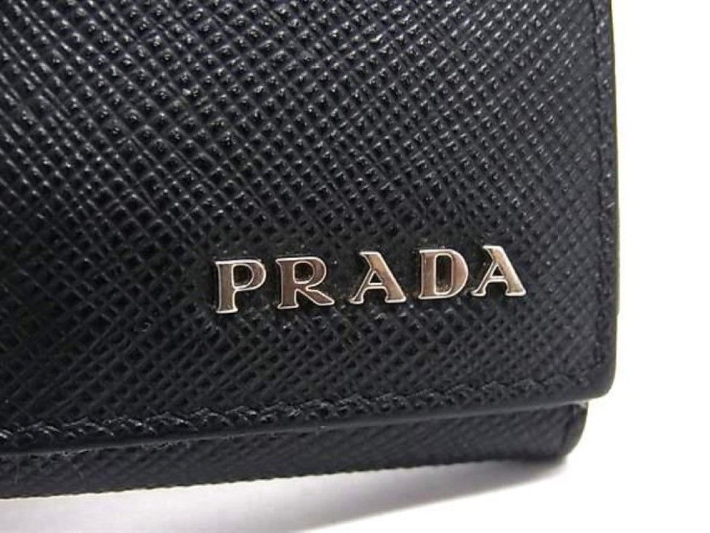 Prada Coin Case 2 935 Black Saffiano Leather Silver — view 4