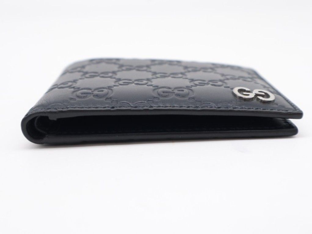 Gucci Bi Foldwallet Guccissima Navy Leather Silver Wallet — view 5