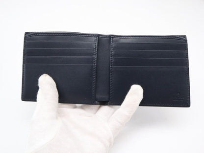 Gucci Bi Foldwallet Guccissima Navy Leather Silver Wallet — view 8