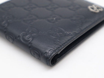 Gucci Bi Foldwallet Guccissima Navy Leather Silver Wallet — view 7