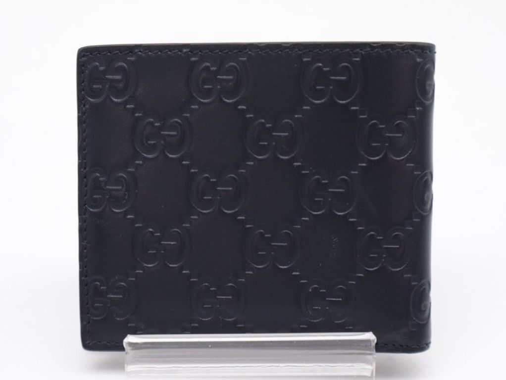 Gucci Bi Foldwallet Guccissima Navy Leather Silver Wallet — view 2