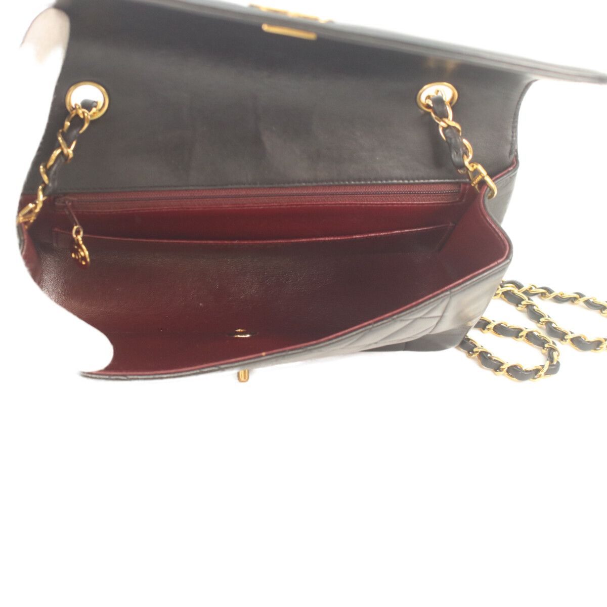 Chanel Black Lambskin Gold Diana 25 Shoulder — view 8