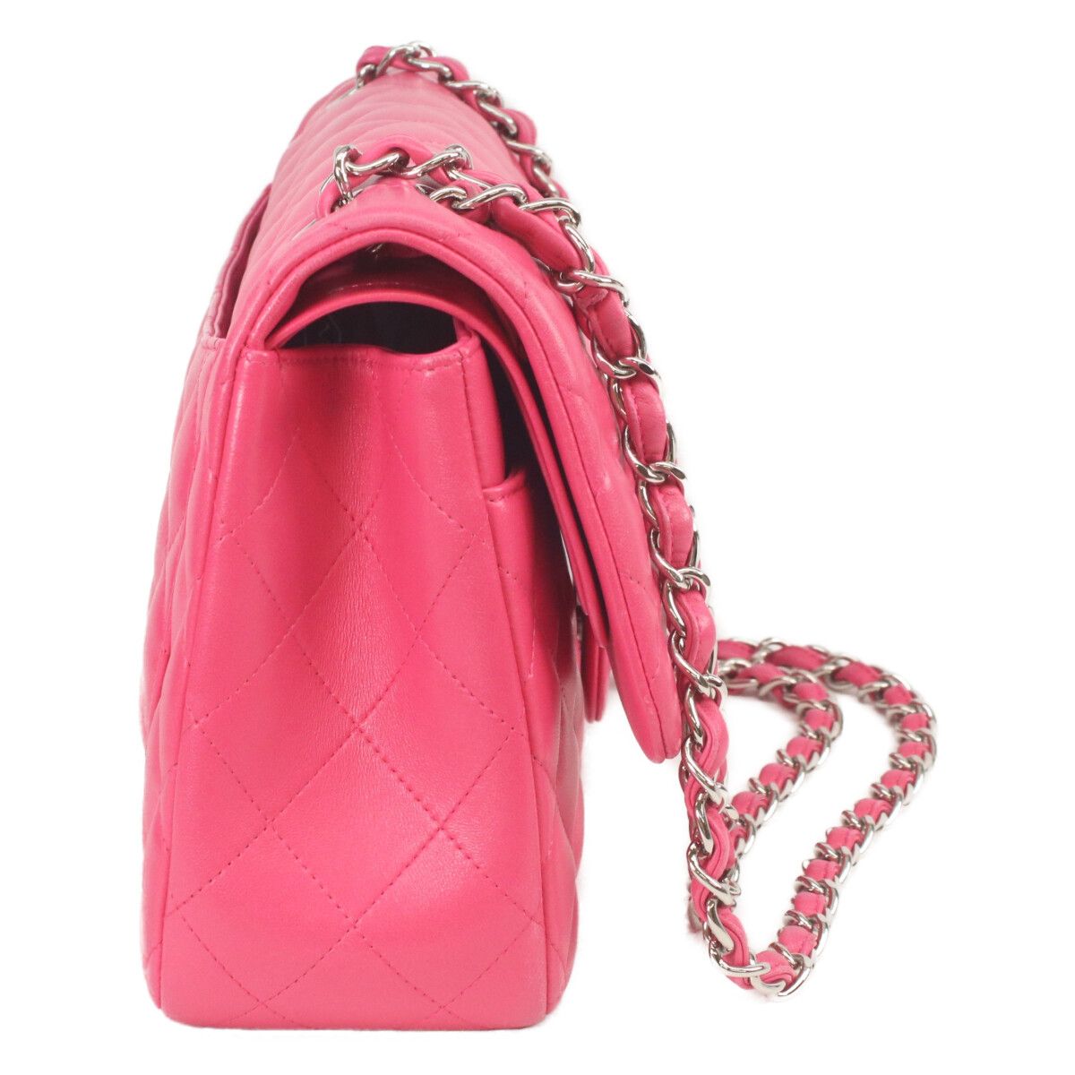 Chanel Pink Lamb Silver Double Flap Maxi Quilted 30 — view 4
