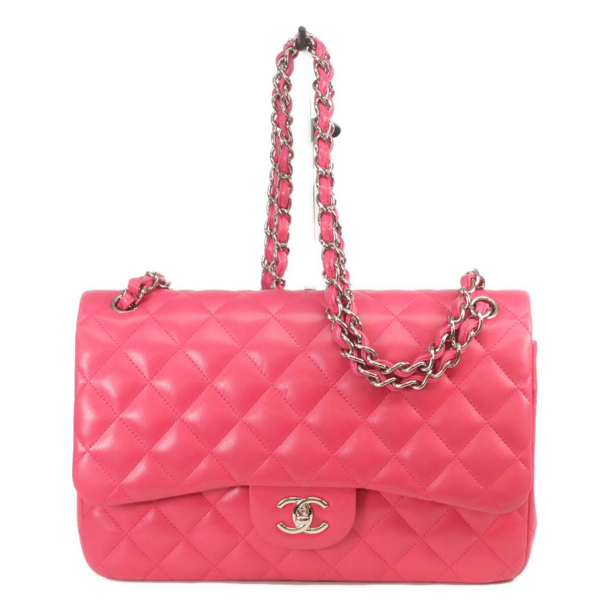 Chanel Pink Lamb Silver Double Flap Maxi Quilted 30