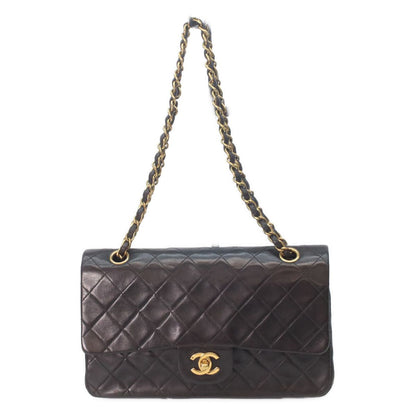 Chanel Black Lambskin Gold Quilted 25 Shoulder