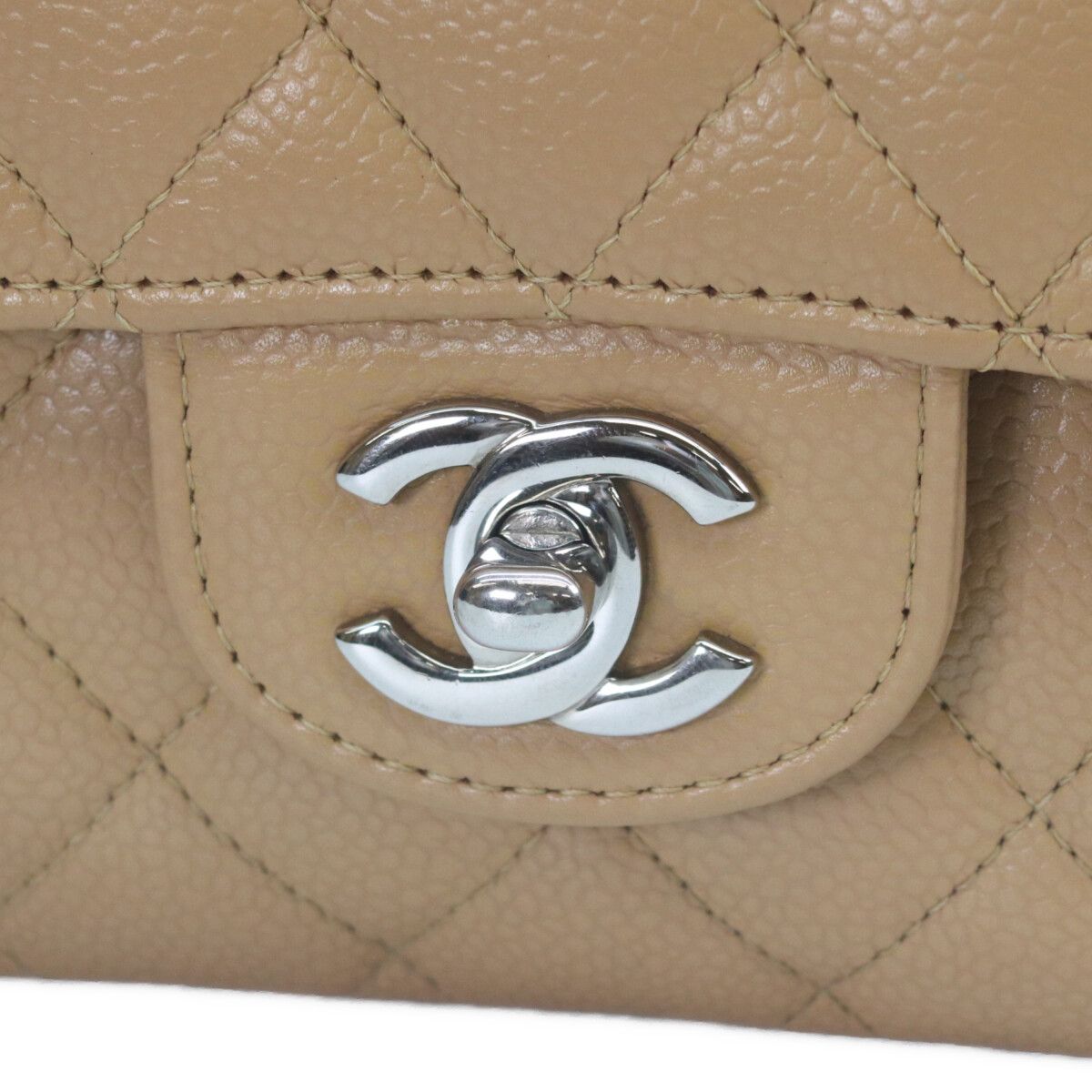 Chanel Beige Caviar Silver Quilted 25 Shoulder — view 6