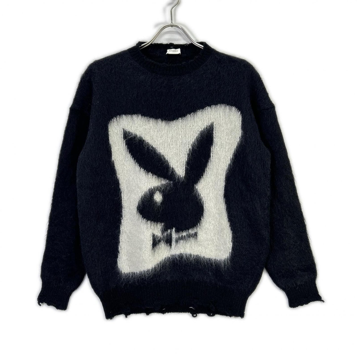 Saint Laurent Paris Mohair Nylon Wool Knit XS Black Playboy Collaboration Xs