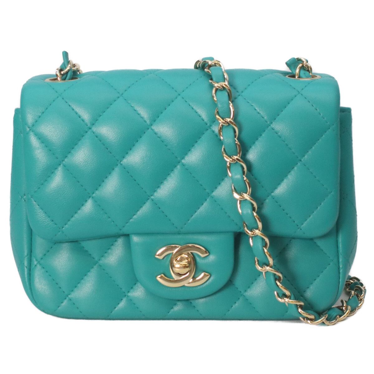 Chanel 23 Emeraldgreen Rum Gold Mini Quilted 17 Shoulder