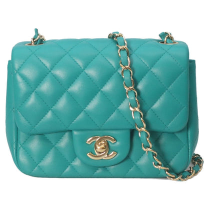 Chanel 23 Emeraldgreen Rum Gold Mini Quilted 17 Shoulder