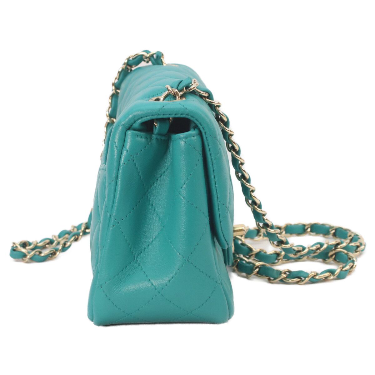 Chanel 23 Emeraldgreen Rum Gold Mini Quilted 17 Shoulder — view 4