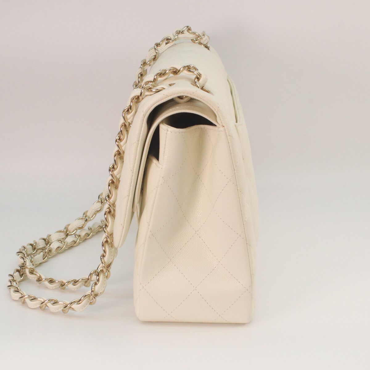 Chanel Ivory Caviar Gold Double Flap Maxi Quilted 30 — view 4