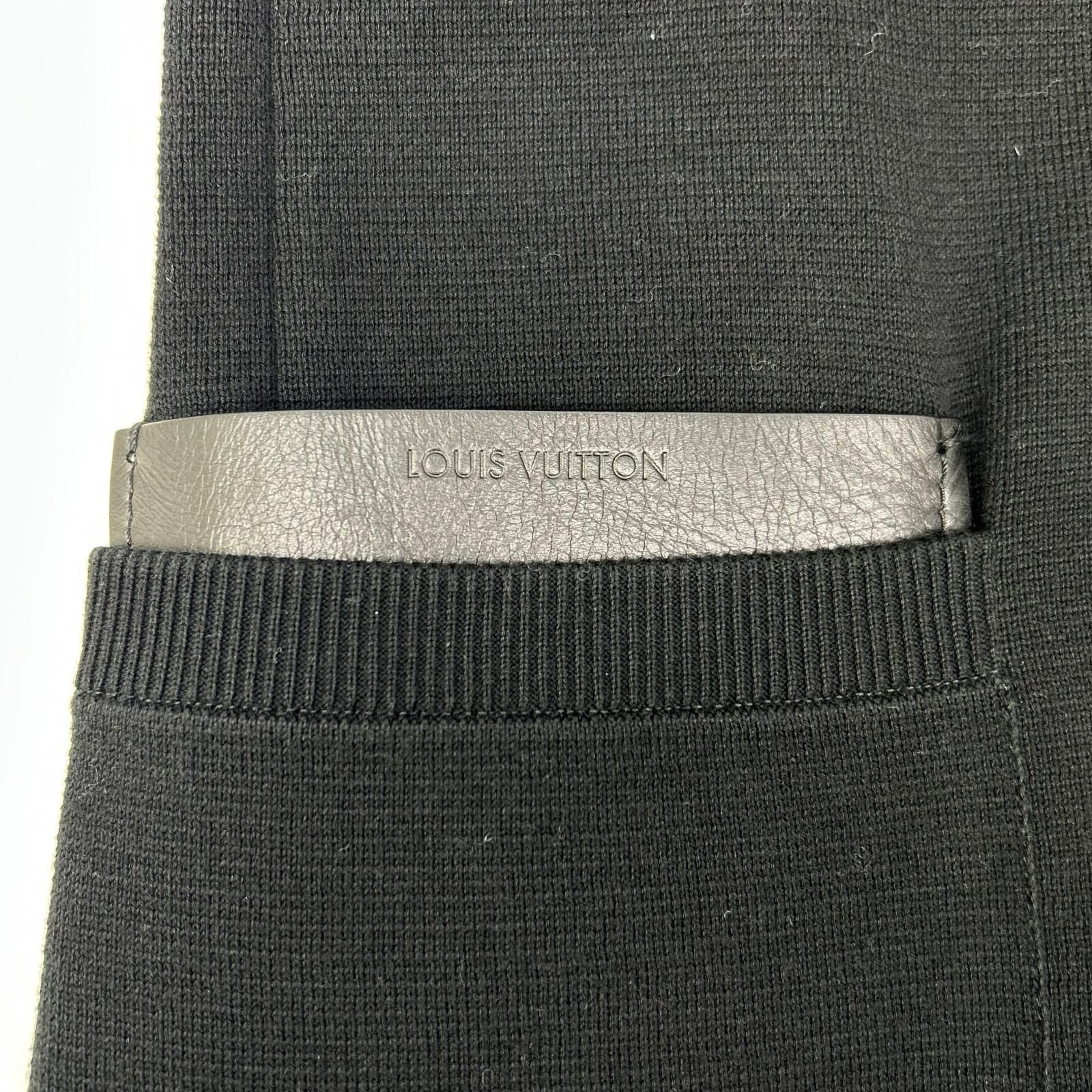 Louis Vuitton Black Cotton Leather Pocket Singletailored Jacket — view 9