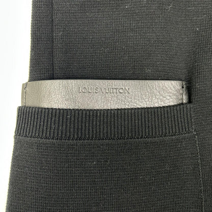 Louis Vuitton Black Cotton Leather Pocket Singletailored Jacket — view 9