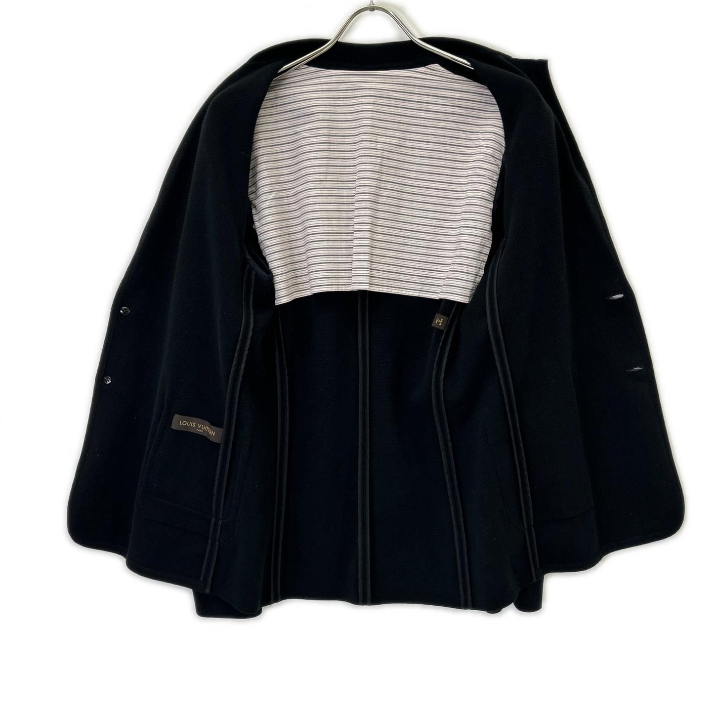 Louis Vuitton Black Cotton Leather Pocket Singletailored Jacket — view 3
